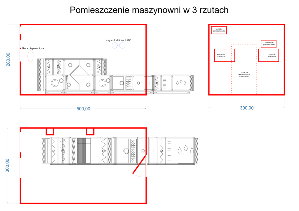 Centrala wentylacyjna nie mieszcząca się w maszynowni